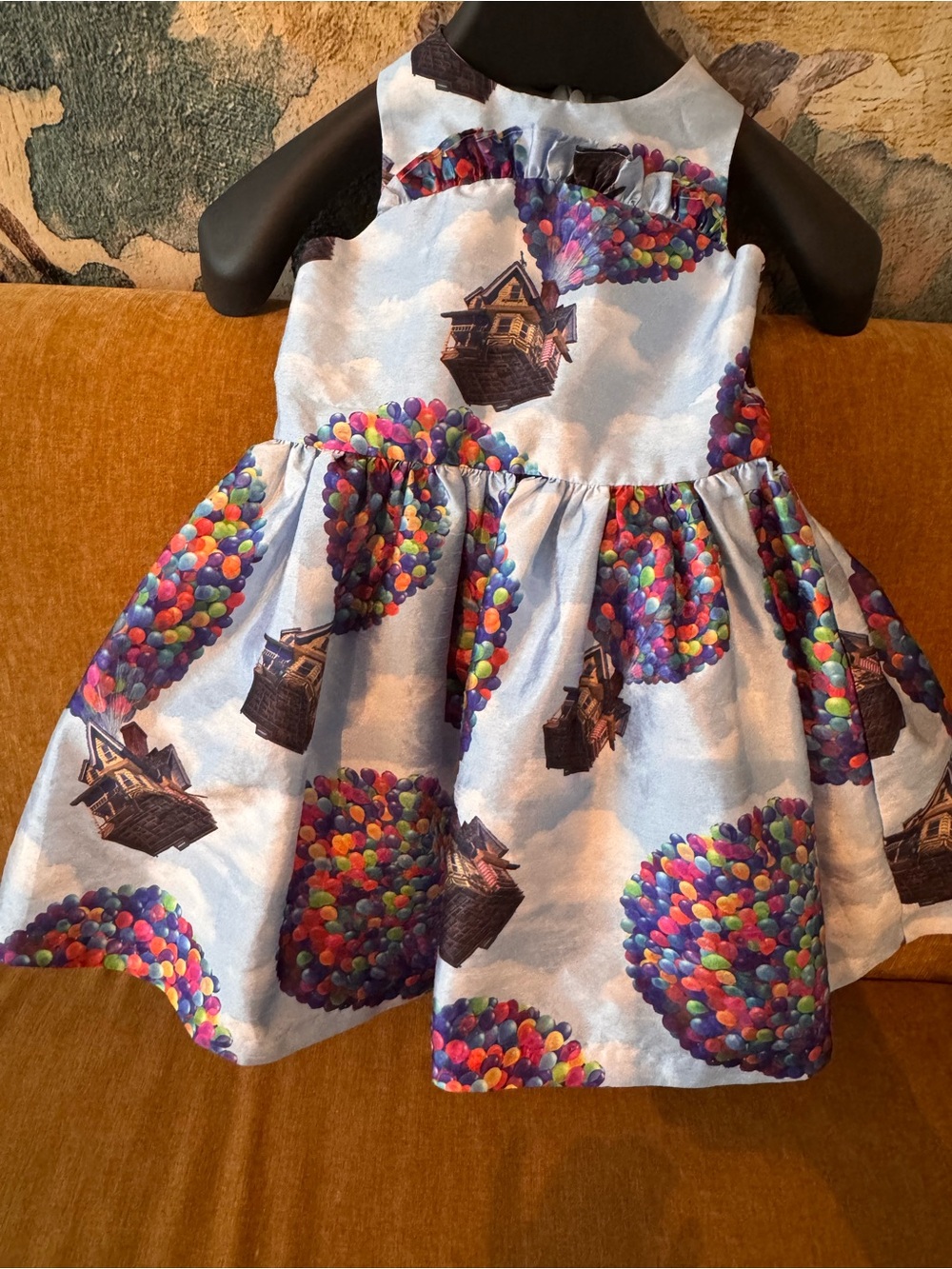 Girls' Light Blue Balloon Print Formal Dress